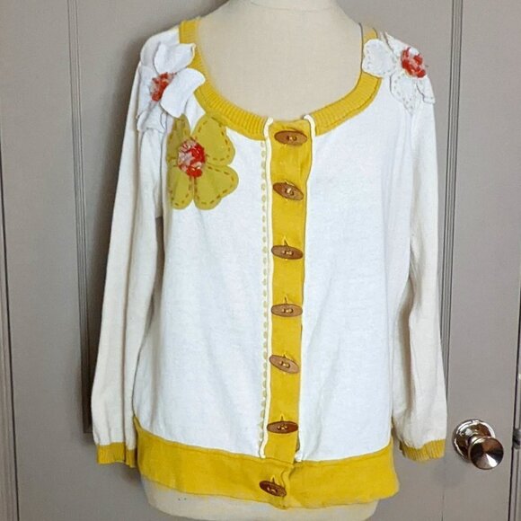 Retro Pin Up Rockabilly Academia Cardigan Floral Sweater Anthropologie Nick & Mo - Picture 2 of 10